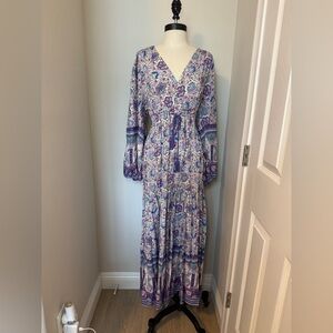 Few Moda Bohemian Floral Maxi Dress in Purple and Blue
